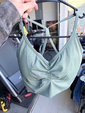 Gymshark Light Sage Green Strappy Ruched Sports Bra